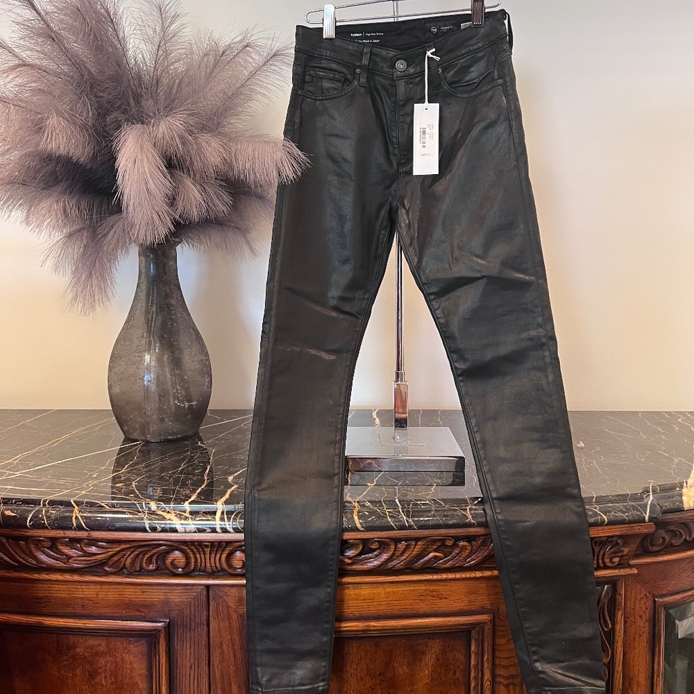 AG Faux Leather Jeans Farrah High Rise Skinny Size 26